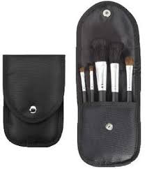5 piece black brush set with snap front