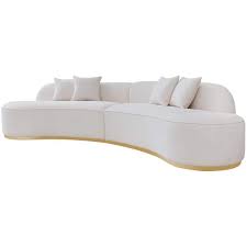 Ottu Modern Living Room Luxury Tight Back Curvy Cream Boucle Fabric Couch