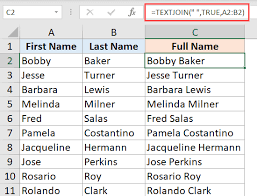 combine first and last name in excel