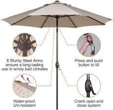 9 Ft Patio Umbrella With Auto Crank And
