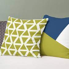 Lime White Geometric Throw Pillow Cover