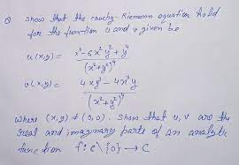 Show That The Cauchy Riemann Equation