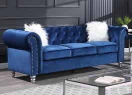 freya blue velvet tufted sofa oversized