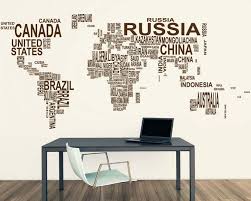 World Map Country Names Wall Stickers