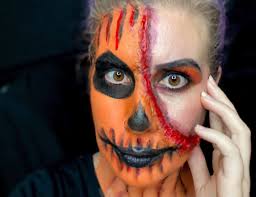 simple pumpkin face halloween makeup