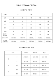 Size Chart Ready To Wear Eudon Choi
