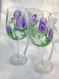 Hand Painted Wine Glasses With Purple