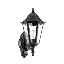 black outdoor wall light with motion
