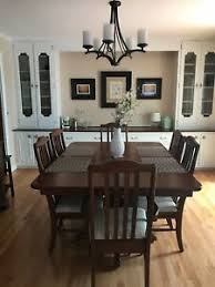 Formal dining room table with two arm chairs and six side chairs. Handcrafted Amish Formal Dining Room Set Dining Table 8 Chairs Hutch Ebay