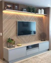 Wooden Wall Mounted Led Tv Cabinet For