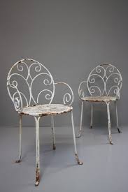 Pair Of English Antique Iron Garden Chairs