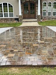 Stained Concrete Pavers Before After