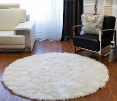72 off white circular faux fur area rug