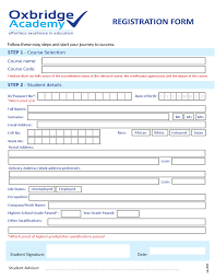 Oxbridge Academy Registration Form Template Free Download