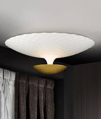 White And Gold Flush Ceiling Light With