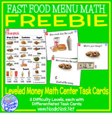 You can do the exercises online or download the worksheet as pdf. Free Sampler From Fast Food Menu Math For Autism Units And Sped By Noodle Nook