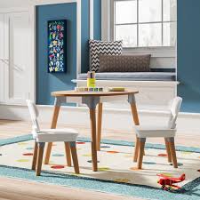 Kids wooden table and chairs set play eat art activity furniture toddler drawing. Kidkraft Mid Century Kids 3 Piece Play Table And Chair Set Reviews Wayfair