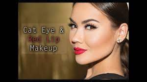 cat eye red lip makeup tutorial you