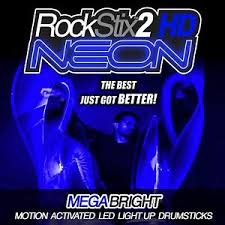Blue Rockstix 2hd Neon Ultra Bright Light Up Drumsticks Drum Sticks Firestix 5060145465688 Ebay