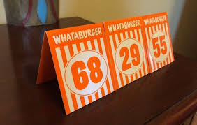 lot of whataburger table tent numbers
