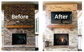 Brick Fireplace With Limewash Paint