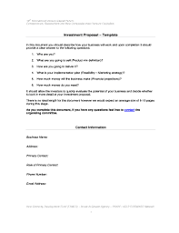 Fillable Online Investment Proposal Template Doc Fax Email