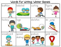 Simple and easy esl printable multiple choice tests with pictures for kids to evaluate their knowledge of sports vocabulary. Winter Sports Word List Writing Center By The Kinder Kids Tpt