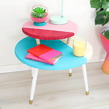 A Color Blocked Two Tiered Coffee Table