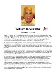 william osborne obituary 2019