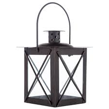 mini black square metal candle lantern