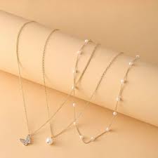 pearl alloy golden necklace set whole