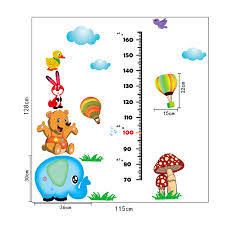 Us 2 02 20 Off Cartoon Animals Growth Chart Wall Stickers For Home Decoration Cute Elephant Bear Rabbit Wall Mural Art Kids Room Decals On