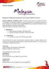 In order to help in promoting tourism for malaysia, tm unifi has announced that it will be collaborating with tourism malaysia, malaysia healthcare travel council (mhtc), kl tower, klook, and fave. Deferment Of Malaysia Healthcare Travel Council Mhtc S Events Malaysia Healthcare Travel Council Mhtc