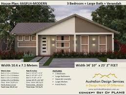 66gf Modern Gable 3 Bedroom House Plan