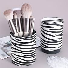 zebra stripe makeup brush container