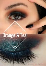 orange and teal makeup tutorial