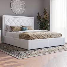White Miles Faux Leather Bed Frame