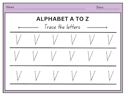 trace the letter v uppercase alphabet
