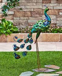 garden decor colorful metallic bird