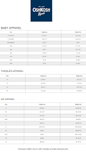 Oshkosh Bgosh Size Chart Baby Clothes Size Chart Baby