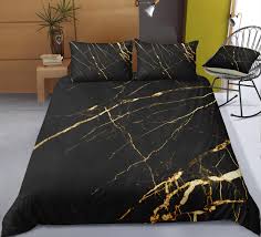 black and gold marble bedding set king