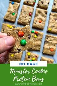 Preheat the oven to 350°f line cookie sheets with parchment paper or nonstick baking mats. Monster Cookie Protein Bars Healthy Dessert Recipes Jordo S World