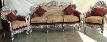 teak wood silver inlay victorian sofa set