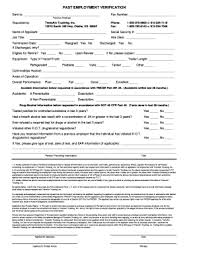 Previous Employment Verification Form Fill Online Printable