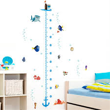 Us 1 78 9 Off Nursery Height Growth Chart Wall Sticker Kids Boys Girls Underwater Sea Fish Anchor Finding Nemo Decorative Decor Decal Poster In Wall