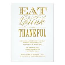 Eat Drink And Be Thankful Thanksgiving Dinner Invitation Card