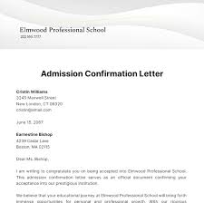admission confirmation letter template