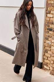 Brown Check Heritage Trench Style Coat