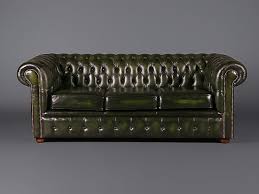 Green 3 Seater Leather Chesterfield
