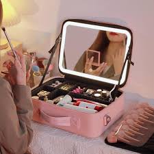smart led makeup bag with mirror lights